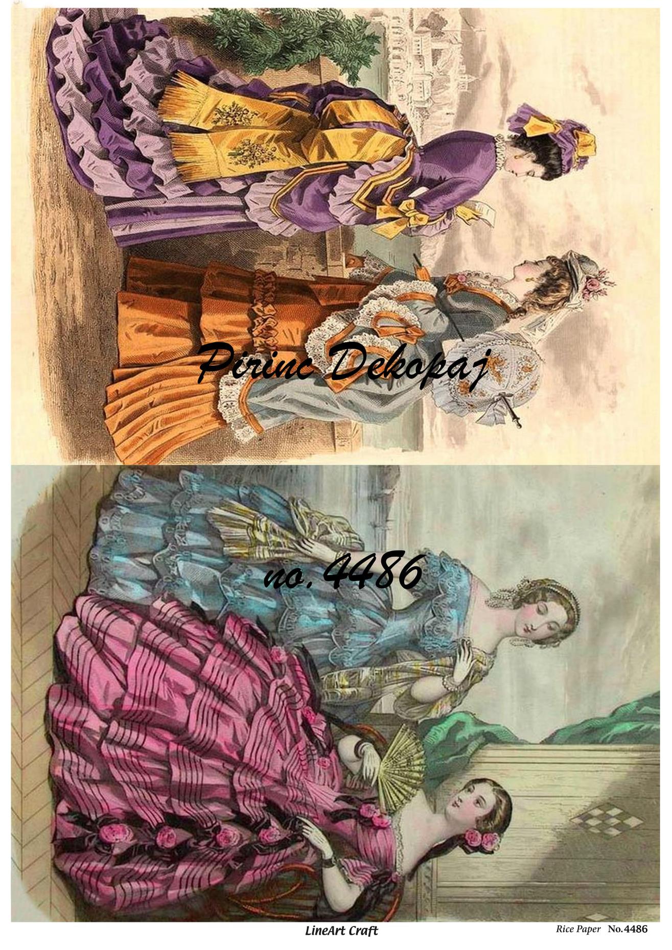 ビンテージ　スタイル画(BLOUSES etc12画セット) LineArt Vintage Desenli Pirinç Dekopaj - Model:4486 - Ahşap Hobi