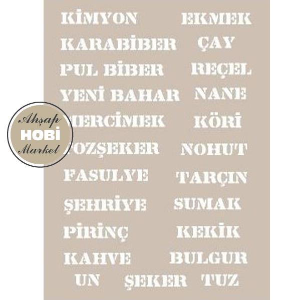 Kavanoz Etiketleri Desenli Stencil Sablon As439 Ahsap Hobi Market