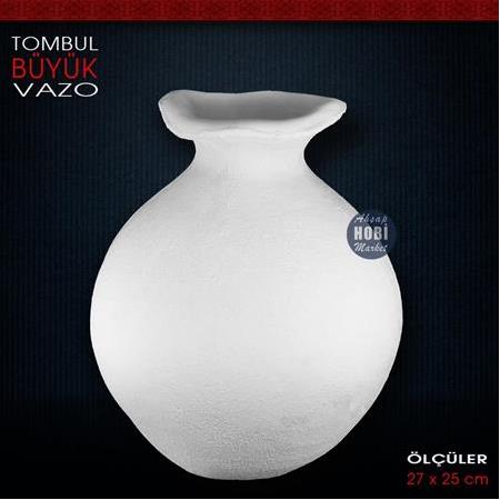 Tombul Büyük Vazo (27x25 cm) Ham Polyester