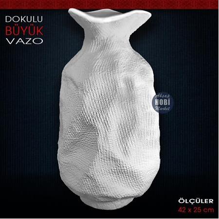 Dokulu Vazo Büyük (42x25 cm) Ham Polyester