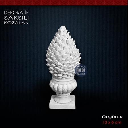 Saksılı Kozalak Biblo (13x6 cm) Ham Polyester