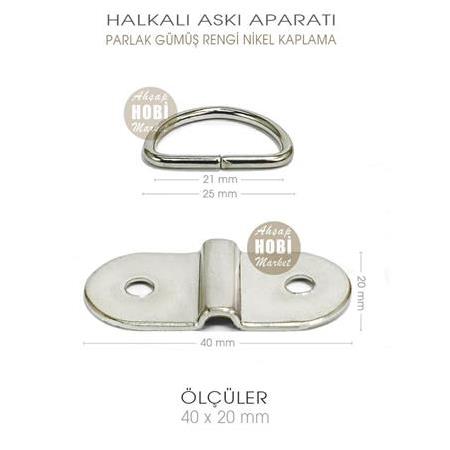 Çanta ve Bavul Askı Halka Aparatı (40x20mm) Parlak Gümüş Rengi