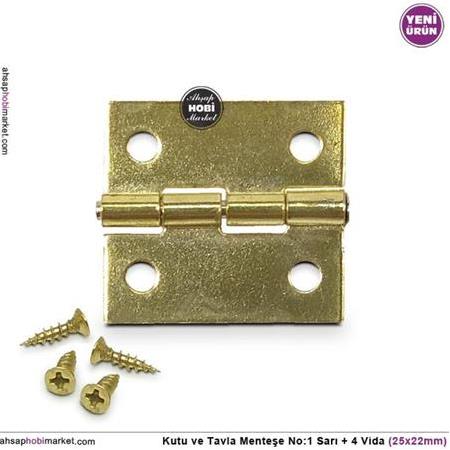 Kutu ve Tavla Menteşe No 1 Sarı Altın (25x22mm) Vidalı