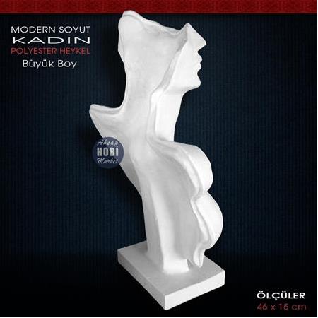 Modern Soyut Kadın Heykeli Büyük Boy (46x15 cm) Ham Polyester