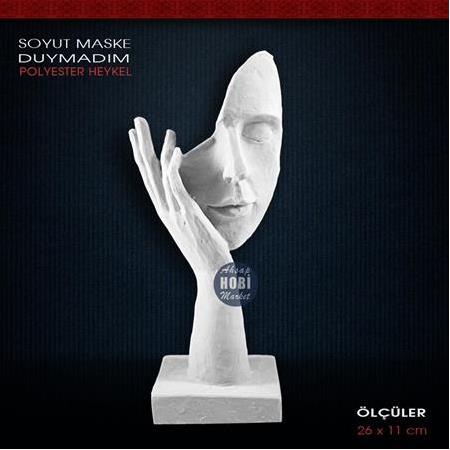 Duymadım Tekli Maske Heykeli (26x11 cm) Ham Polyester