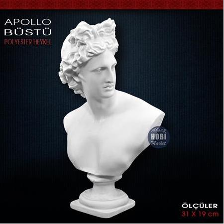 Apollo Büstü Heykeli (31x19 cm) Ham Polyester