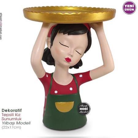 Dekoratif Tepsili Kız Sunumluk (22x17cm) Modeli