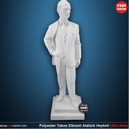 Polyester Takım Elbiseli Atatürk Heykeli (42x14cm)