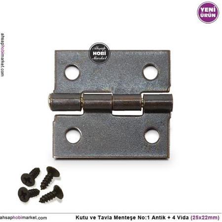 Kutu ve Tavla Menteşe No 1 Antik (25x22mm) Vidalı