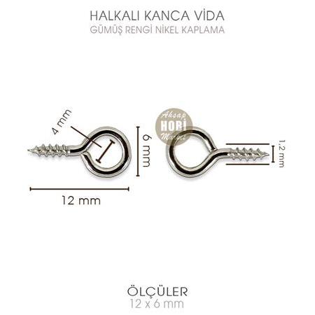 Minik Kanca Vida (12x6mm) 50 Adet Takı Epoksi Tasarımı Gumus