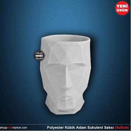 Polyester Kübik Adam Sukulent Saksı (9x6cm)