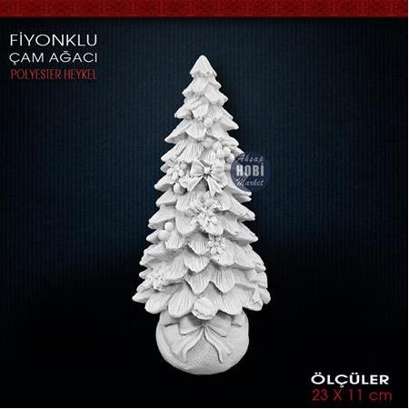 Fiyonklu Çam Ağacı Biblo Heykel (23x11cm) Ham Polyester