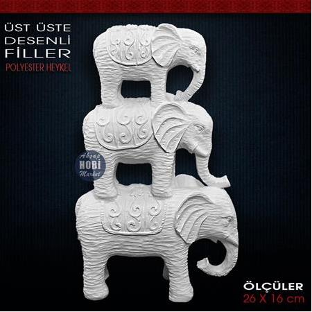 Üst Üste Desenli Filler Biblo (26x16 cm) Ham Polyester