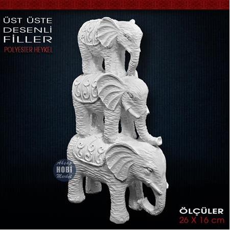 Üst Üste Desenli Filler Biblo (26x16 cm) Ham Polyester