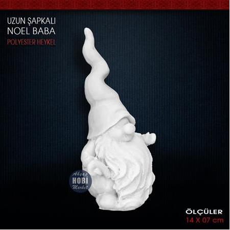 Uzun Şapkalı Noel Baba Biblo (14x7 cm) Ham Polyester