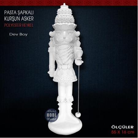 Kurşun Asker Pasta Şapkalı Büyük Heykel (55x16 cm) Ham Polyester