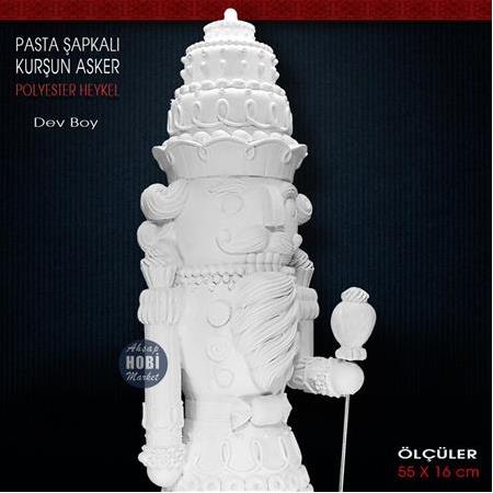 Kurşun Asker Pasta Şapkalı Büyük Heykel (55x16 cm) Ham Polyester