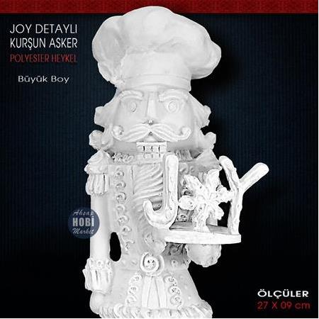 Kurşun Asker Joy Detaylı Biblo (27x9 cm) Ham Polyester