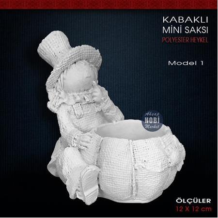 Kabaklı Mumluk Skulent Saksi Model 1 (12x12 cm) Ham Polyester
