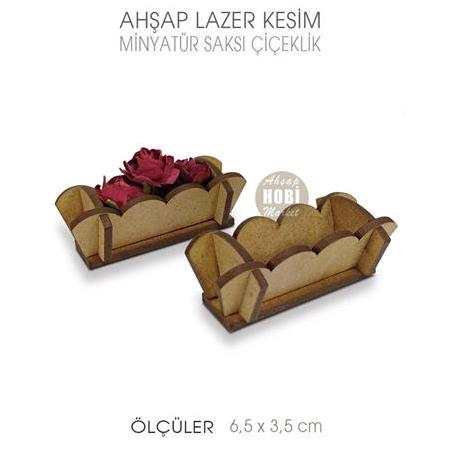Ahsap Minyatür Saksı Lazer Kesim (6,5x3,5cm)