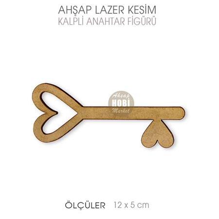 Kalpli Anahtar Figürü (12x5cm) Ahşap Lazer Kesim THS07