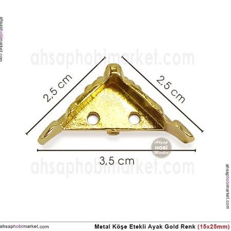 Metal Köşe Etekli Ayak Gold (1,5x2,5cm) Vida Hediyeli