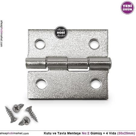 Kutu ve Tavla Menteşe No 2 Gümüş (30x25mm) Vidalı