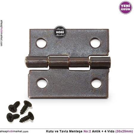 Kutu ve Tavla Menteşe No 2 Antik (30x25mm) Vidalı