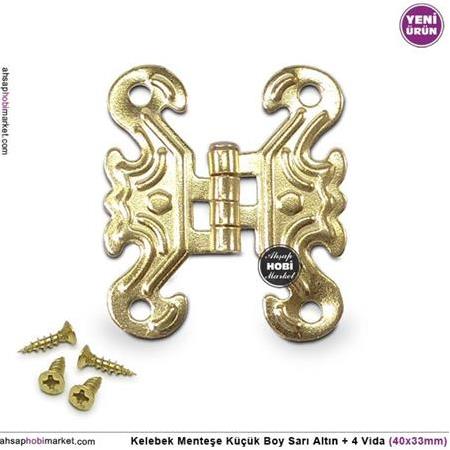 Kelebek Menteşe Sarı Altın Küçük (40x33mm) Vidalı