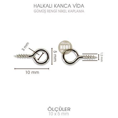 Minik Kanca Vida (10x5mm) 50 Adet Takı Epoksi Tasarımı Gümüş
