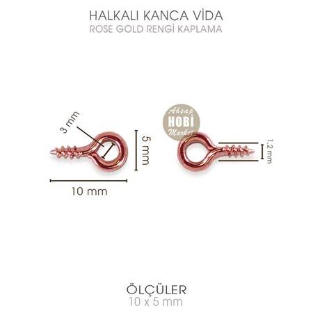 Minik Kanca Vida (10x5mm) 50 Adet Takı Epoksi Tasarımı Rose Gold