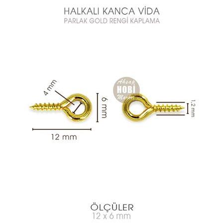 Minik Kanca Vida (12x6mm) 50 Adet Takı Epoksi Tasarımı Gold