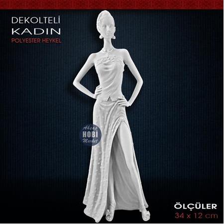 Polyester Dekolteli Kadın Biblo (34x12 cm) Ham Polyester