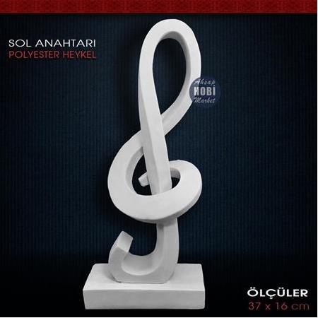 Sol Anahtarı Müzik Biblo Heykeli (37x16 cm) Ham Polyester