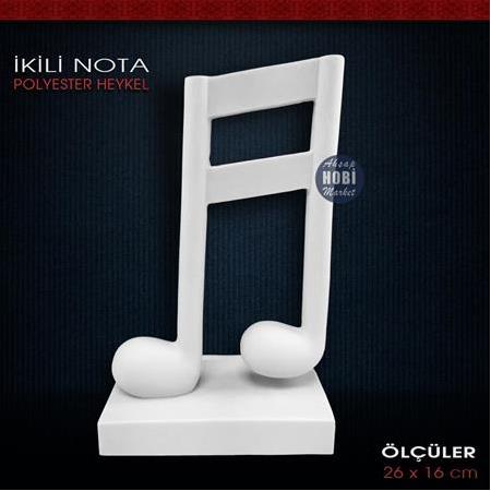 İkili Nota Müzik Biblo Heykeli (26x16 cm) Ham Polyester