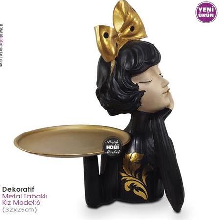 Dekoratif Metal Tabaklı Kız Model 6 (32x26cm)