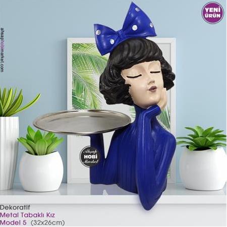 Dekoratif Metal Tabaklı Kız Model 5 (32x26cm)