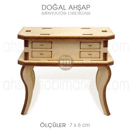 Minyatür Dresuar (7x6 cm) Doğal Ahşap
