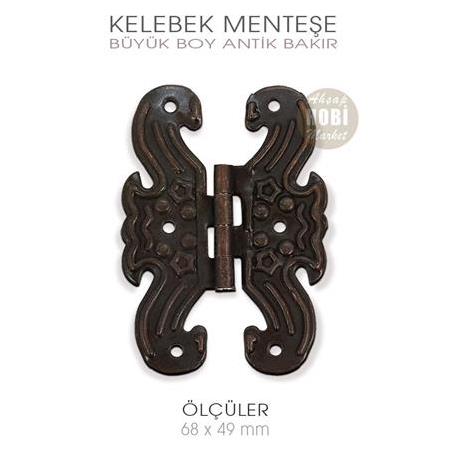 Kelebek Menteşe Antik Bakır Büyük Boy (68x49 mm)