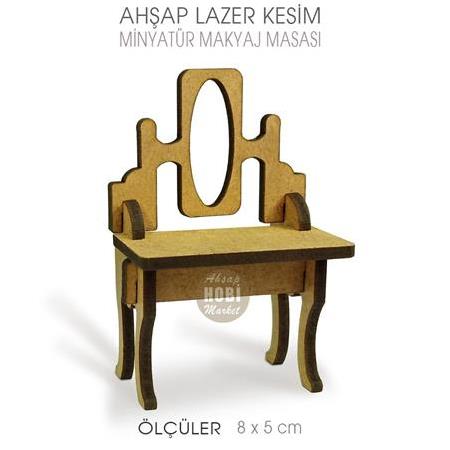 Minyatür Makyaj Masası (8x5 cm) Ahşap Lazer Kesim
