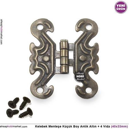 Kelebek Menteşe Antik Altın Küçük (40x33mm) Vidalı