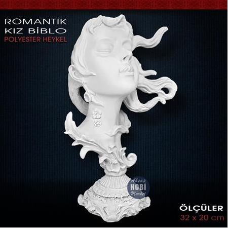 Romantik Kız Heykeli (32x20cm) Ham Polyester