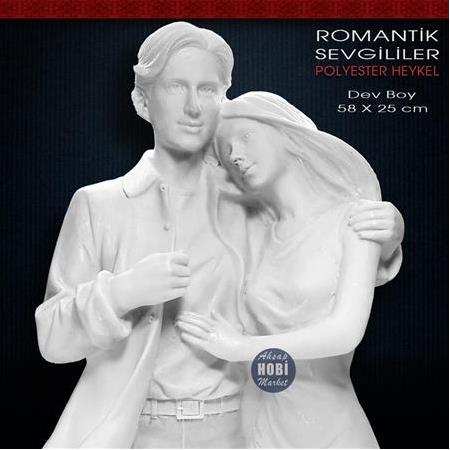 Romantik Sevgililer Heykeli Dev Boy (58x25cm) Ham Polyester