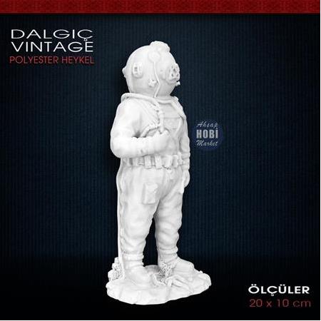 Polyester Vintage Dalgıç Biblo Heykeli (20x10cm)