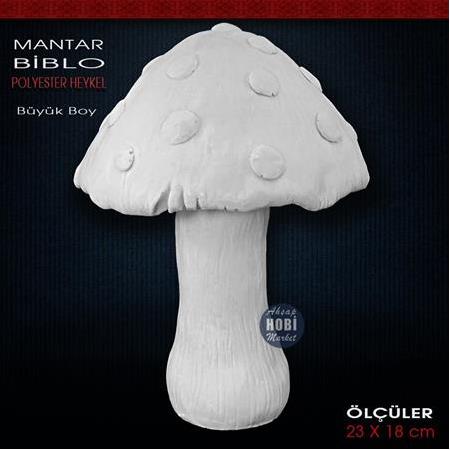 Mantar Biblo Heykel Büyük Boy (23x18 cm) Ham Polyester