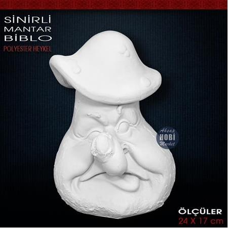 Sinirli Mantar Heykeli (24x17 cm) Ham Polyester