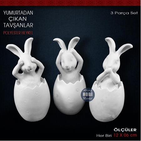 Yumurtadan Çıkan Tavşanlar Biblo Seti (3 Parça)