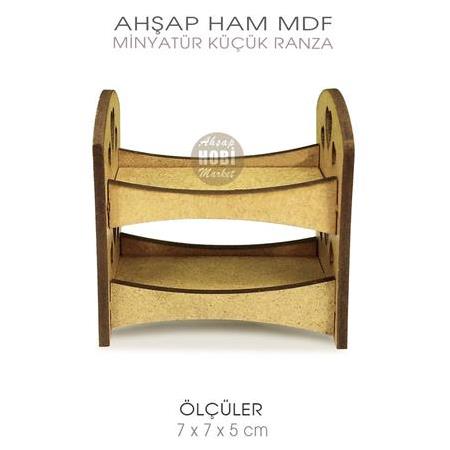 Minyatür Küçük Kalpli Ranza (7x6 cm) Ham Mdf Ahşap