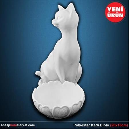 Polyester Tabaklı Kedi Biblo (20x16cm)