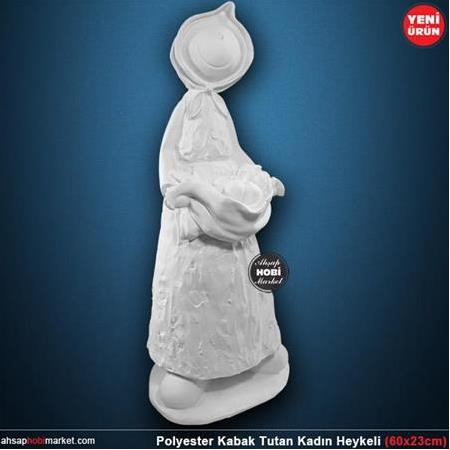 Polyester Kabak Tutan Kadın Heykeli (60x23cm)